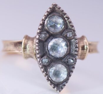 Antique Art-Deco French Ladies Ring 18k Gold and 1ct Old Rose Cut Diamonds c1920