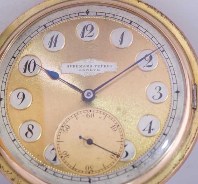 Antique Imperial 14k Gold Enamel Audemars Freres Pocket Watch Royal Award c1900s