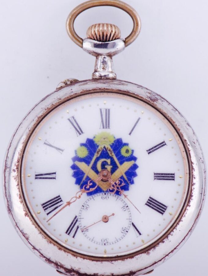 Antique Pocket Watch French Masonic LeCoultre Caliber Fancy Enamel Dial c1890's