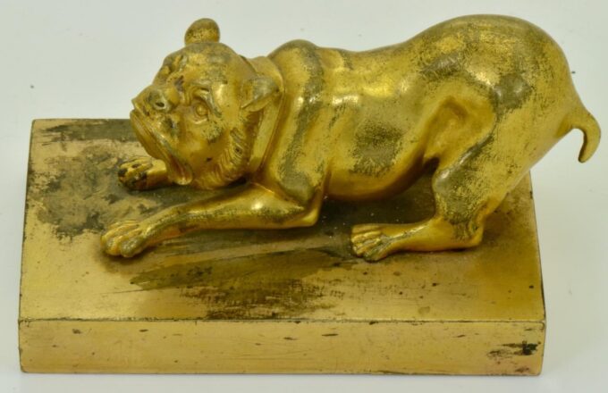 Antique Imperial Russ Tsar Dog Sculpture Gilt Bronze Paperweight Vasily Grachev