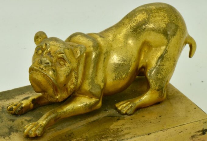 Antique Imperial Russ Tsar Dog Sculpture Gilt Bronze Paperweight Vasily Grachev