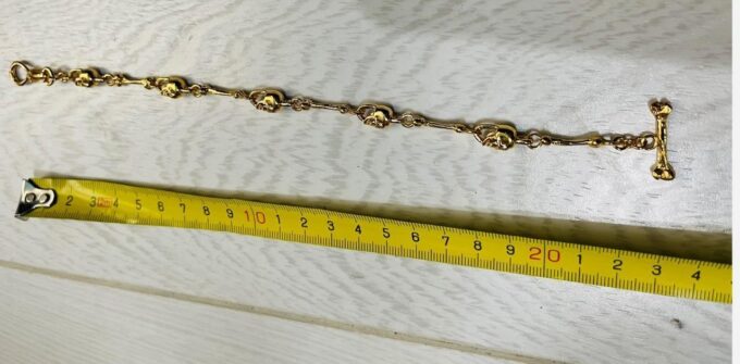 Antique Victorian Pocket Watch Chain 18k Gold Plated MEMENTO MORI SKULLS