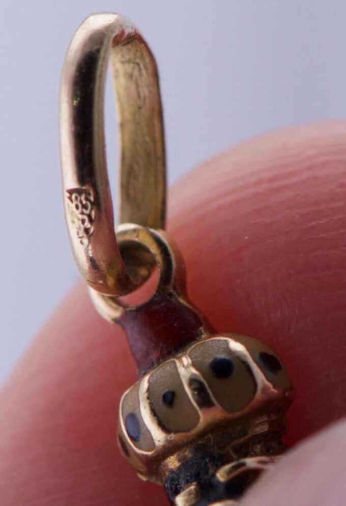 Unusual Antique Victorian 14k Gold and Enamel Cross Pendant Fob c1900's