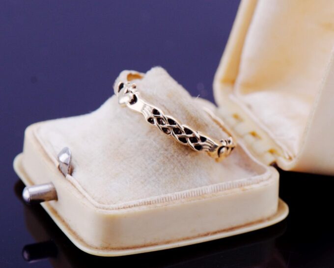 Antique Victorian Ladies Ring Hands and Heart FEDE GIMMEL 15k Gold Boxed