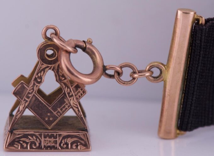 Amazing Antique Victorian Masonic Solid Gold Chain Fob Seal for Pocket Watch