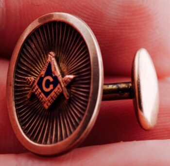 Rare Antique Masonic Gold Plated Enamel Cufflinks Set c1890's