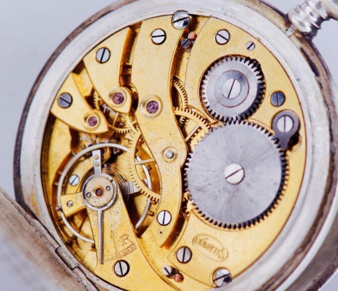 Antique Imperial "Silvana" Pocket Watch Silver Niello Tsar Nicholas II on Dial