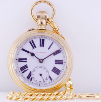 Antique Zenith Pocket Watch Fob Gold Plate Chain for Vatican City-Pope Leo XIII