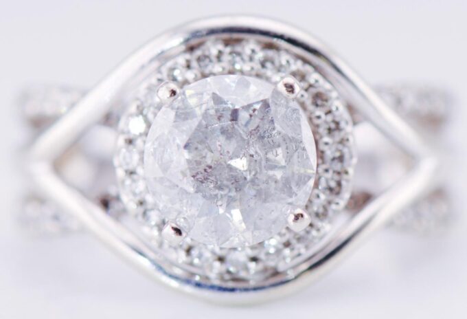 Estate Designers Yalina Engagement Ring 14k White Gold and 2ct Diamond