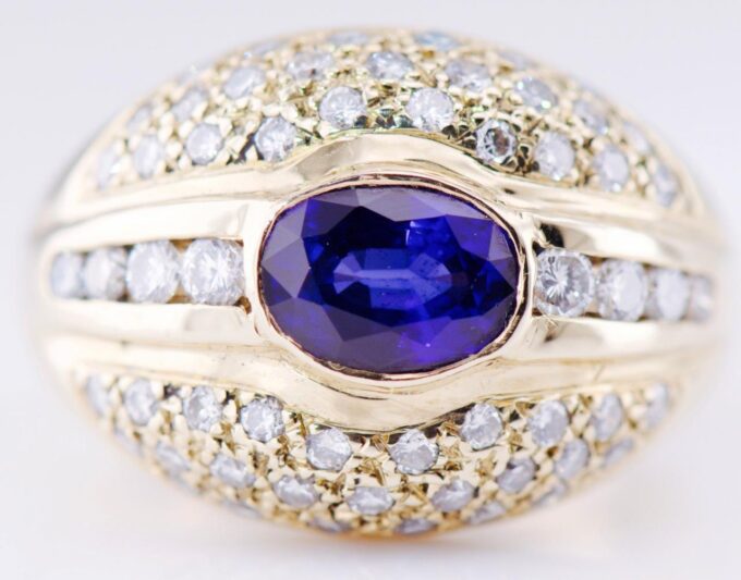 Vintage French Boucheron Ring-18k Gold Diamond 1.5ct Sapphire IGSL CERTIFICATE