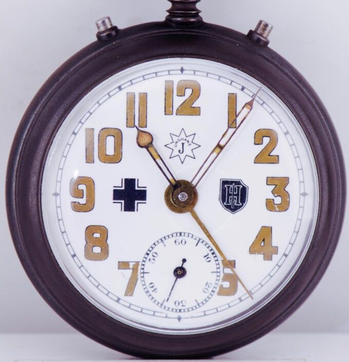 Antique Junghans ALARM Gunmetal Pocket Watch-German Military Officer's Award
