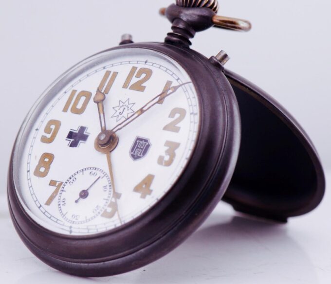 Antique Junghans ALARM Gunmetal Pocket Watch-German Military Officer's Award