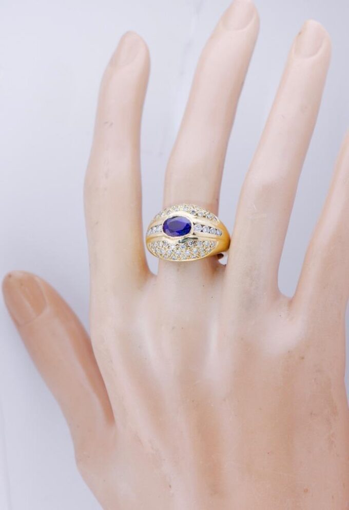 Vintage French Boucheron Ring-18k Gold Diamond 1.5ct Sapphire IGSL CERTIFICATE