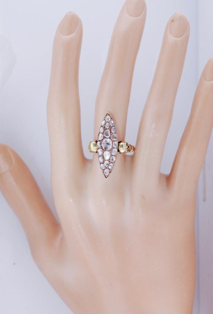 Antique Victorian 14k Gold 2.5ct Diamond Ladies Ring Memento Mori Skull c1880's