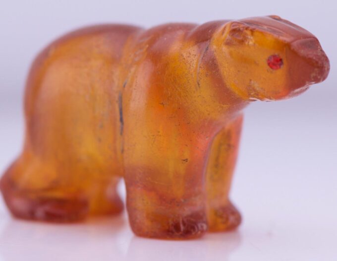 Rare Antique Hand Carved Natural Amber Bear Figurine c1900's