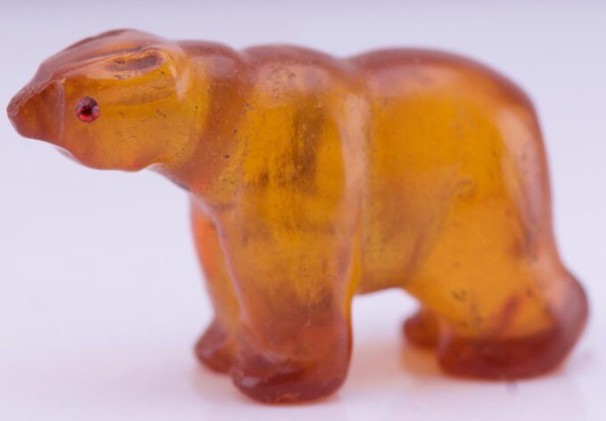 Rare Antique Hand Carved Natural Amber Bear Figurine c1900's