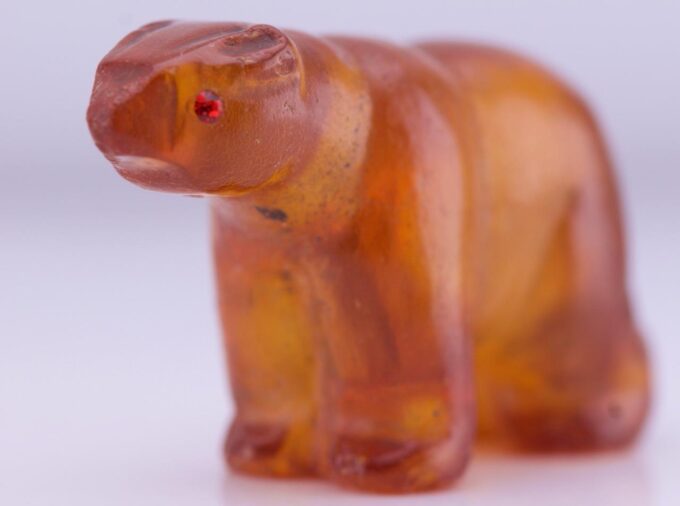 Rare Antique Hand Carved Natural Amber Bear Figurine c1900's