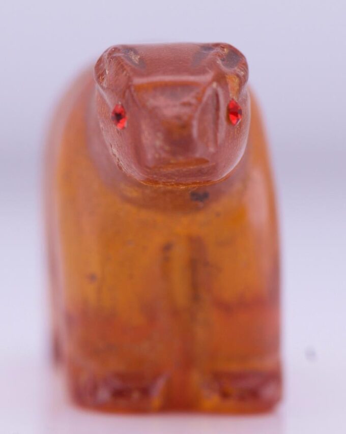 Rare Antique Hand Carved Natural Amber Bear Figurine c1900's