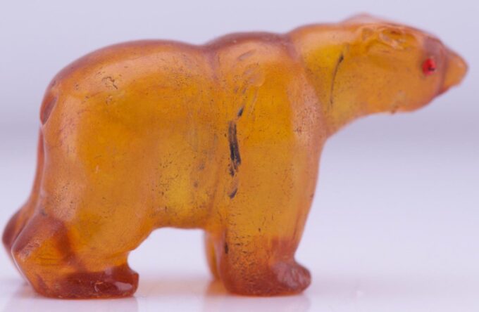 Rare Antique Hand Carved Natural Amber Bear Figurine c1900's