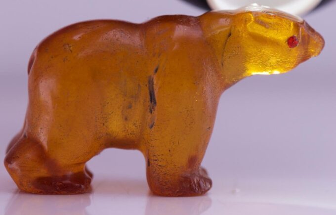 Rare Antique Hand Carved Natural Amber Bear Figurine c1900's