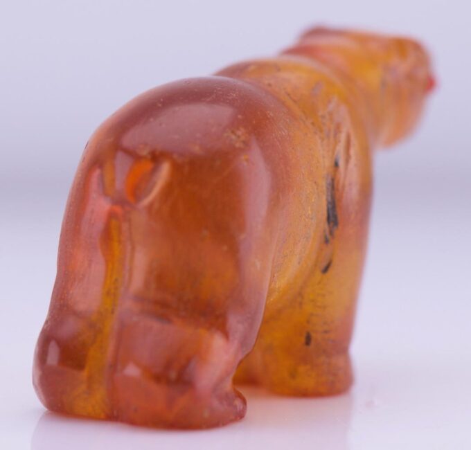 Rare Antique Hand Carved Natural Amber Bear Figurine c1900's