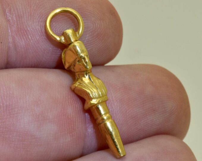 Antique 14k gold Napoleon Figurine Key Fob for Verge Fusee Pocket Watches c1800