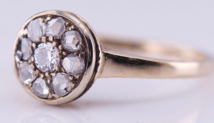 Amazing Antique Empire Ladies Ring 14k Gold and Old Rose Cut Diamonds c1900's.