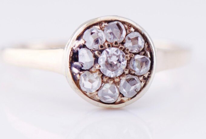 Amazing Antique Empire Ladies Ring 14k Gold and Old Rose Cut Diamonds c1900's.