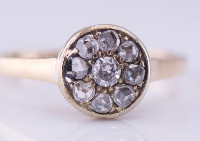 Amazing Antique Empire Ladies Ring 14k Gold and Old Rose Cut Diamonds c1900's.