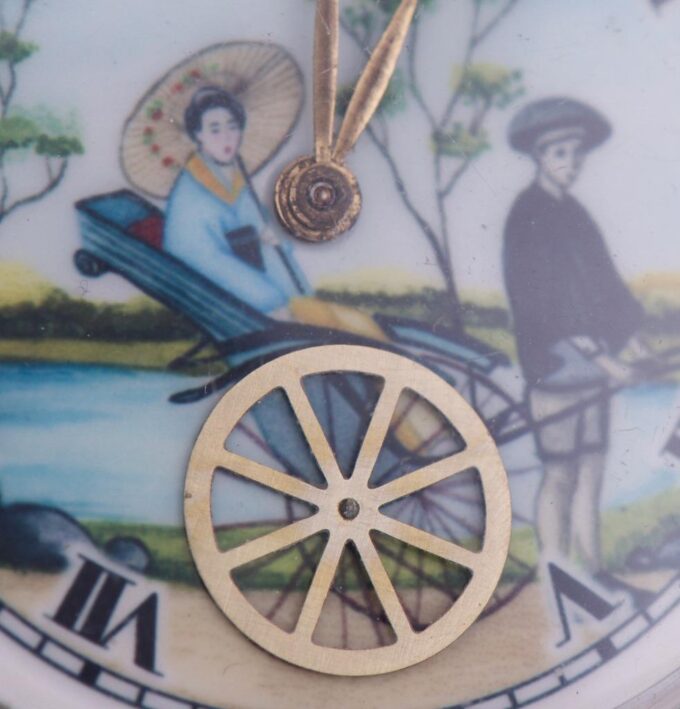Antique Longinnes Pocket Watch-Automaton Chinese Rickshaw Fancy Enamel Dial 1930