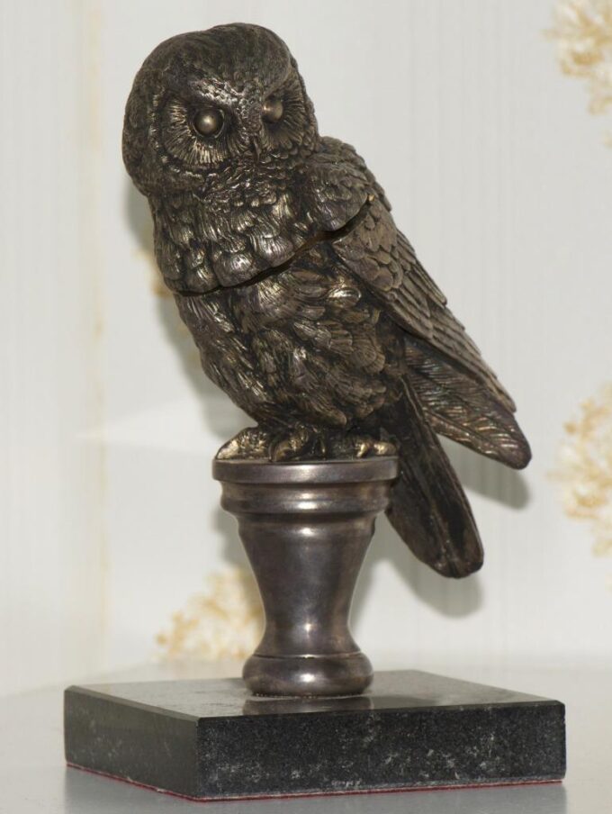 Antique Imperial Clock Owl Figure Gilt Bronze Verge Fusee-Tsar Hunting Trophy