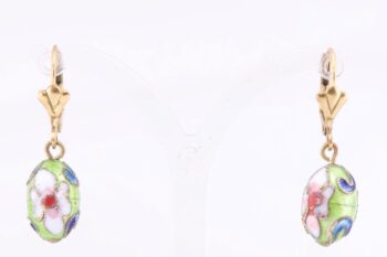Vintage Easter Eggs Shaped Earrings Set Gold Plated Cloisonne Enamel