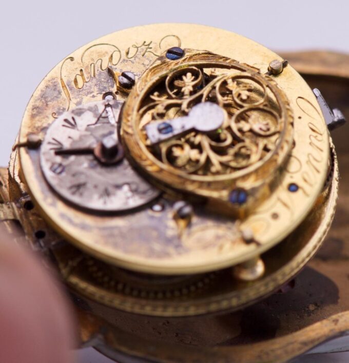 Antique French Occultists Pocket Watch Verge Fusee-Memento Mori-Skull Shape Case