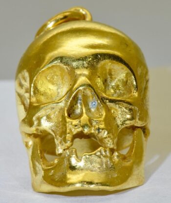 Skull Formed Fob Pendant Memento Mori Charm 18k Gold Plated Sterling Silver