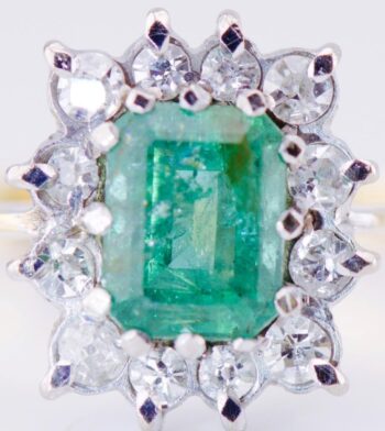 Antique Empire 18k Gold Ladies Ring 1.3ct Emerald Diamonds c1912 Tsar's Era