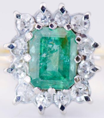 Antique Empire 18k Gold Ladies Ring 1.3ct Emerald Diamonds c1912 Tsar's Era