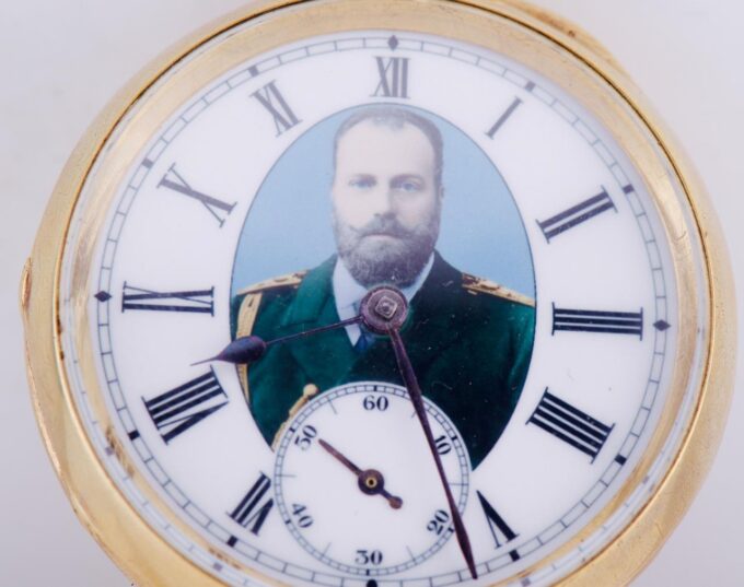 Antique Imperial Royal Award Silver Enamel Pocket Watch for Grand Duke Alexei