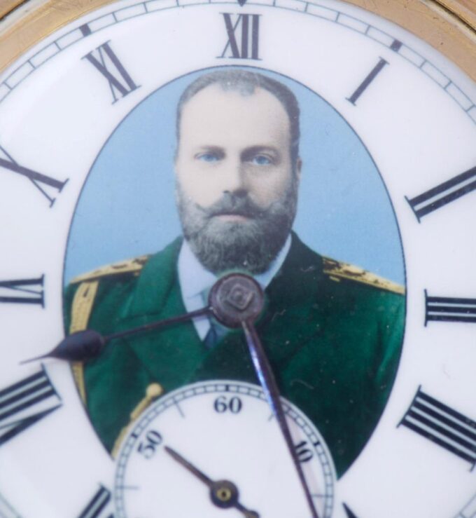 Antique Imperial Royal Award Silver Enamel Pocket Watch for Grand Duke Alexei