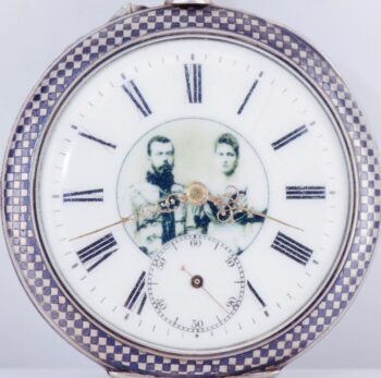 Antique Imperial Presentation Pocket Watch with Silver Niello Case-Tsar Nicholas