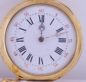 Rare Antique Gilt Silver Pocket Watch and Chain Fob for Vatican City-c1877