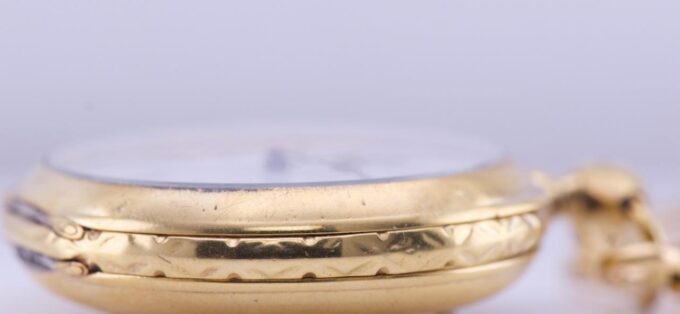 Rare Antique Gilt Silver Pocket Watch and Chain Fob for Vatican City-c1877