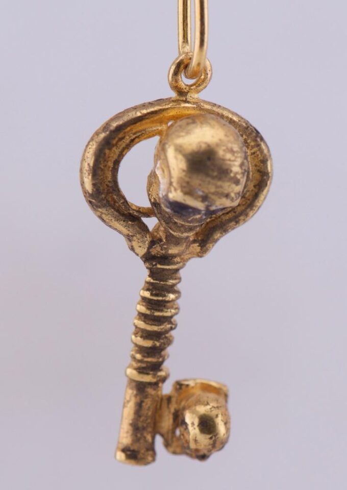 Amazing Pendant Fob Skulls Memento Mori Key Shaped 18K Gold Plated Silver Charm