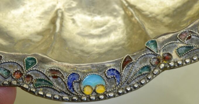 Amazing Silver Cloisonné Enamel Bowl Antique Imperial Russ Tsar's Era c1906