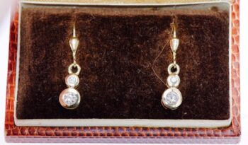 Amazing Vintage Estate Earrings Set 18ct Gold 0.50ct Diamond F/VVS1 Boxed c1950