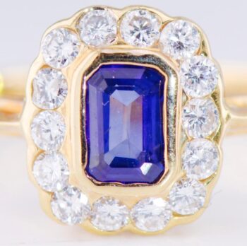 Antique Art-Deco Tiffany&Co 18k Gold Ladies Ring Diamond Sapphire Boxed c1930's