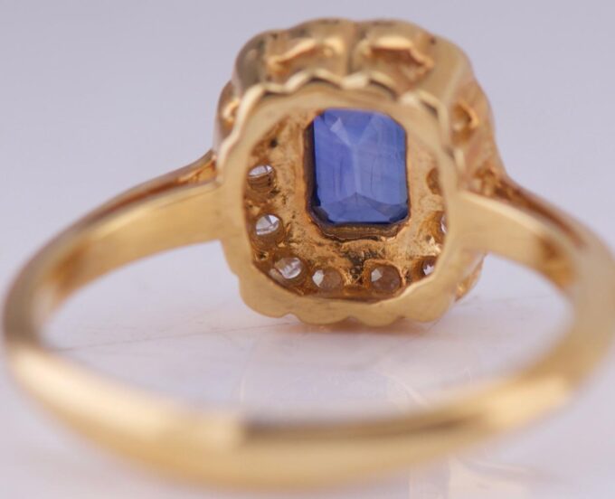 Antique Art-Deco Tiffany&Co 18k Gold Ladies Ring Diamond Sapphire Boxed c1930's