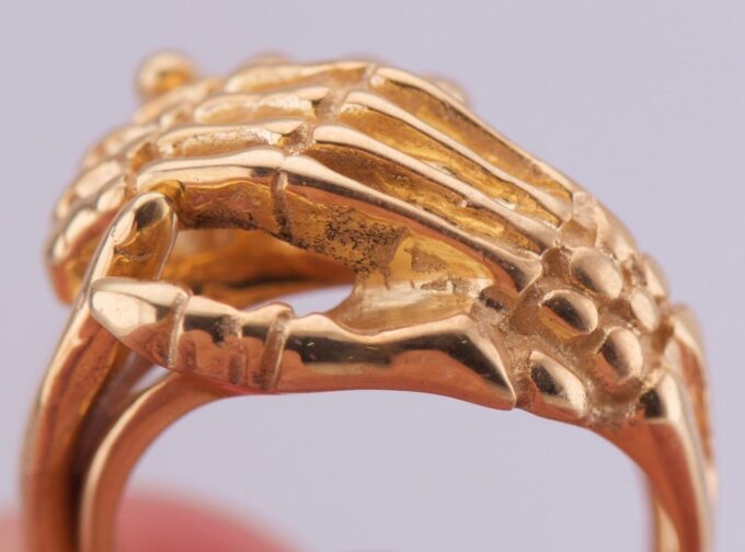 Antique Victorian 9k Gold Fede Gimmel Skeleton Hand Ring – Rare & Unique Design