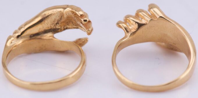 Antique Victorian 9k Gold Fede Gimmel Skeleton Hand Ring – Rare & Unique Design