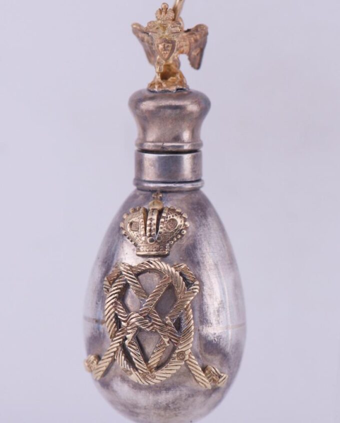Antique Empire Era FABERGE Silver Gold Perfume Bottle Pendant c1887-Royal Estate