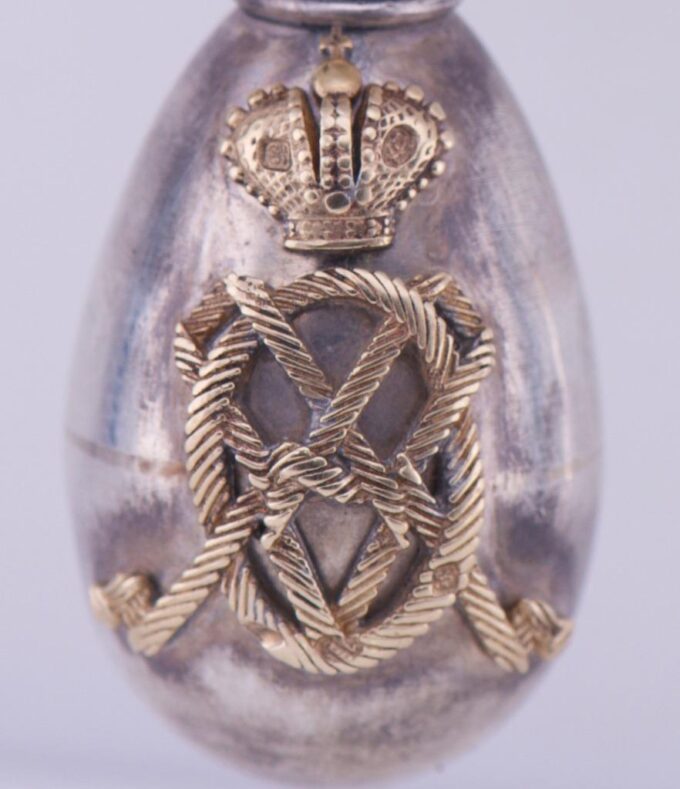 Antique Empire Era FABERGE Silver Gold Perfume Bottle Pendant c1887-Royal Estate